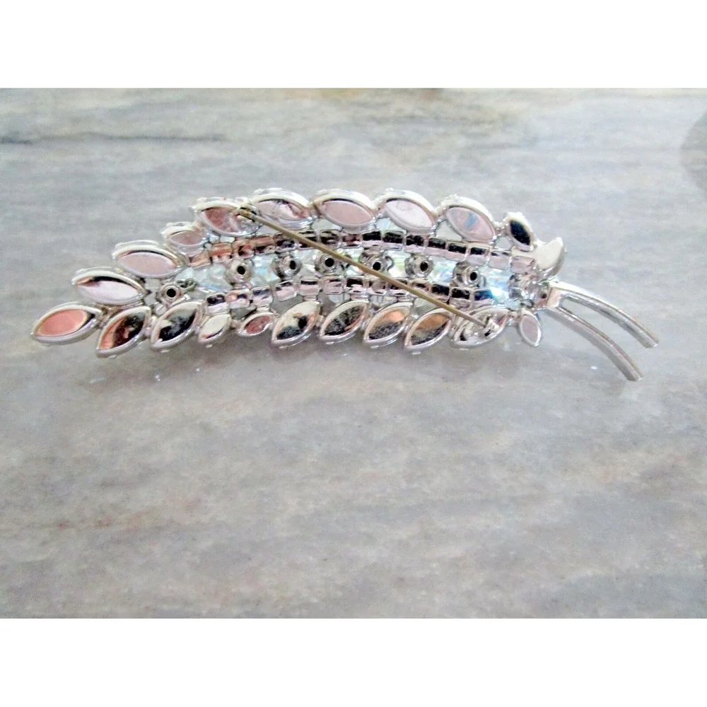 Juliana Vintage LARGE Leaf Brooch Pin  Beads Marquis Shape Rhinestones Exquisite
